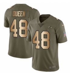 Men's Baltimore Ravens #48 Patrick Queen Olive Gold Stitched NFL Limited 2017 Salute To Service Jersey