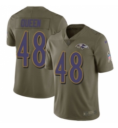 Men's Baltimore Ravens #48 Patrick Queen Olive Stitched NFL Limited 2017 Salute To Service Jersey