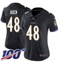 Women's Baltimore Ravens #48 Patrick Queen Black Alternate Stitched NFL 100th Season Vapor Untouchable Limited Jersey