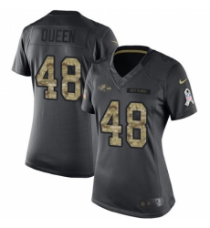 Women's Baltimore Ravens #48 Patrick Queen Black Stitched NFL Limited 2016 Salute to Service Jersey