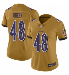 Women's Baltimore Ravens #48 Patrick Queen Gold Stitched NFL Limited Inverted Legend Jersey