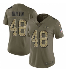 Women's Baltimore Ravens #48 Patrick Queen Olive Camo Stitched NFL Limited 2017 Salute To Service Jersey