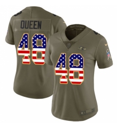 Women's Baltimore Ravens #48 Patrick Queen Olive USA Flag Stitched NFL Limited 2017 Salute To Service Jersey