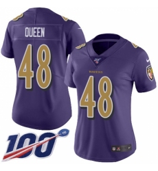 Women's Baltimore Ravens #48 Patrick Queen Purple Stitched NFL Limited Rush 100th Season Jersey