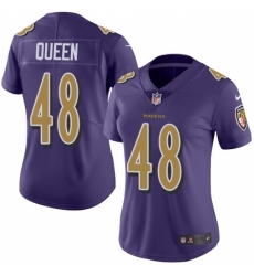 Women's Baltimore Ravens #48 Patrick Queen Purple Stitched NFL Limited Rush Jersey
