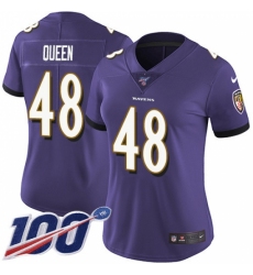 Women's Baltimore Ravens #48 Patrick Queen Purple Team Color Stitched NFL 100th Season Vapor Untouchable Limited Jersey
