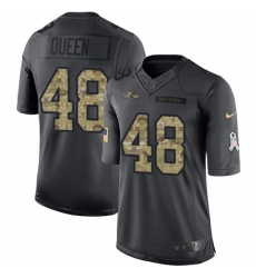 Youth Baltimore Ravens #48 Patrick Queen Black Stitched NFL Limited 2016 Salute to Service Jersey