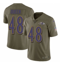 Youth Baltimore Ravens #48 Patrick Queen Olive Stitched NFL Limited 2017 Salute To Service Jersey