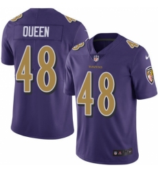 Youth Baltimore Ravens #48 Patrick Queen Purple Stitched NFL Limited Rush Jersey