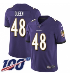 Youth Baltimore Ravens #48 Patrick Queen Purple Team Color Stitched NFL 100th Season Vapor Untouchable Limited Jersey