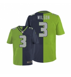Men's Nike Seattle Seahawks #3 Russell Wilson Elite Navy/Green Split Fashion NFL Jersey