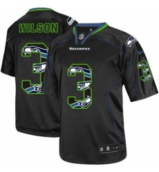 Men's Nike Seattle Seahawks #3 Russell Wilson Elite New Lights Out Black NFL Jersey