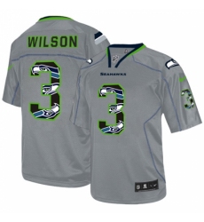 Men's Nike Seattle Seahawks #3 Russell Wilson Elite New Lights Out Grey NFL Jersey