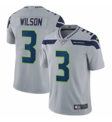 Men's Nike Seattle Seahawks #3 Russell Wilson Grey Alternate Vapor Untouchable Limited Player NFL Jersey
