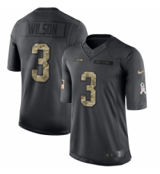 Men's Nike Seattle Seahawks #3 Russell Wilson Limited Black 2016 Salute to Service NFL Jersey