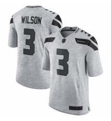 Men's Nike Seattle Seahawks #3 Russell Wilson Limited Gray Gridiron II NFL Jersey