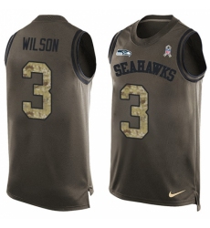 Men's Nike Seattle Seahawks #3 Russell Wilson Limited Green Salute to Service Tank Top NFL Jersey