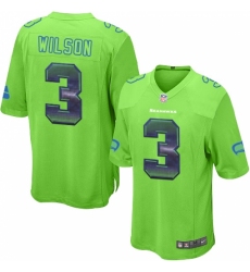 Men's Nike Seattle Seahawks #3 Russell Wilson Limited Green Strobe NFL Jersey