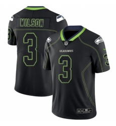 Men's Nike Seattle Seahawks #3 Russell Wilson Limited Lights Out Black Rush NFL Jersey