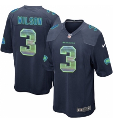Men's Nike Seattle Seahawks #3 Russell Wilson Limited Navy Blue Strobe NFL Jersey