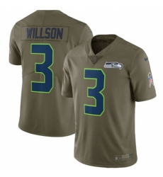 Men's Nike Seattle Seahawks #3 Russell Wilson Limited Olive 2017 Salute to Service NFL Jersey