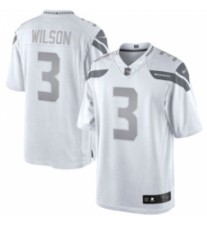 Men's Nike Seattle Seahawks #3 Russell Wilson Limited White Platinum NFL Jersey
