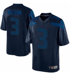 Men's Nike Seattle Seahawks #3 Russell Wilson Steel Blue Drenched Limited NFL Jersey