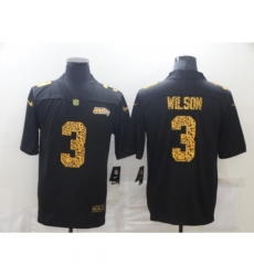 Men's Seattle Seahawks #3 Russell Wilson Black Nike Leopard Print Limited Jersey