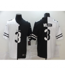 Men's Seattle Seahawks #3 Russell Wilson Black White Limited Split Fashion Football Jersey