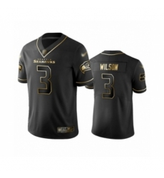 Men's Seattle Seahawks #3 Russell Wilson Limited Black Golden Edition Football Jersey