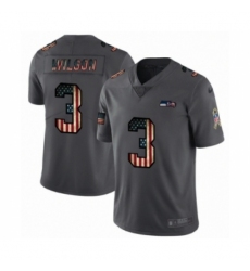 Men's Seattle Seahawks #3 Russell Wilson Limited Black USA Flag 2019 Salute To Service Football Jersey