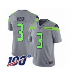 Men's Seattle Seahawks #3 Russell Wilson Limited Silver Inverted Legend 100th Season Football Jersey