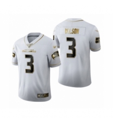 Men's Seattle Seahawks #3 Russell Wilson Limited White Golden Edition Football Jersey