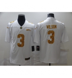 Men's Seattle Seahawks #3 Russell Wilson White Nike Leopard Print Limited Jersey