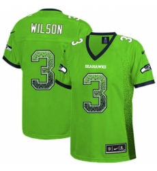 Women's Nike Seattle Seahawks #3 Russell Wilson Elite Green Drift Fashion NFL Jersey