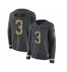 Women's Nike Seattle Seahawks #3 Russell Wilson Limited Black Salute to Service Therma Long Sleeve NFL Jersey