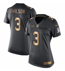 Women's Nike Seattle Seahawks #3 Russell Wilson Limited Black/Gold Salute to Service NFL Jersey