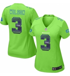 Women's Nike Seattle Seahawks #3 Russell Wilson Limited Green Strobe NFL Jersey