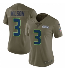 Women's Nike Seattle Seahawks #3 Russell Wilson Limited Olive 2017 Salute to Service NFL Jersey