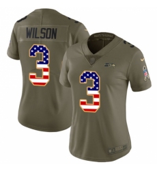 Women's Nike Seattle Seahawks #3 Russell Wilson Limited Olive/USA Flag 2017 Salute to Service NFL Jersey