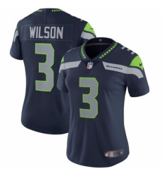 Women's Nike Seattle Seahawks #3 Russell Wilson Steel Blue Team Color Vapor Untouchable Limited Player NFL Jersey
