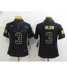 Women's Seattle Seahawks #3 Russell Wilson Black Nike 2020 Salute To Service Limited Jersey