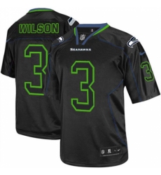 Youth Nike Seattle Seahawks #3 Russell Wilson Elite Lights Out Black NFL Jersey