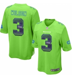 Youth Nike Seattle Seahawks #3 Russell Wilson Limited Green Strobe NFL Jersey