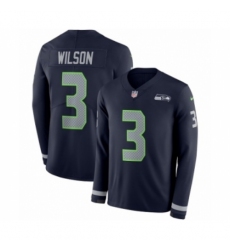Youth Nike Seattle Seahawks #3 Russell Wilson Limited Navy Blue Therma Long Sleeve NFL Jersey