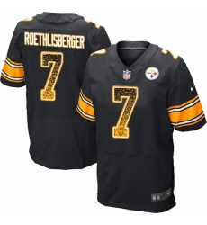 Men's Nike Pittsburgh Steelers #7 Ben Roethlisberger Elite Black Home Drift Fashion NFL Jersey