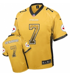 Men's Nike Pittsburgh Steelers #7 Ben Roethlisberger Elite Gold Drift Fashion NFL Jersey