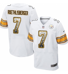 Men's Nike Pittsburgh Steelers #7 Ben Roethlisberger Elite White Road Drift Fashion NFL Jersey