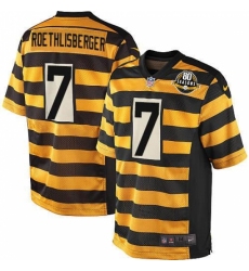 Men's Nike Pittsburgh Steelers #7 Ben Roethlisberger Game Yellow/Black Alternate 80TH Anniversary Throwback NFL Jersey