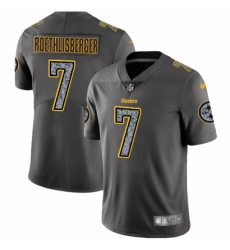 Men's Nike Pittsburgh Steelers #7 Ben Roethlisberger Gray Static Vapor Untouchable Limited NFL Jersey